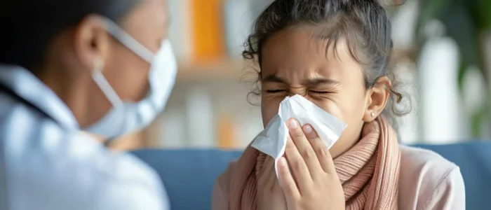 child showing flu symptoms during seasonal illness testing